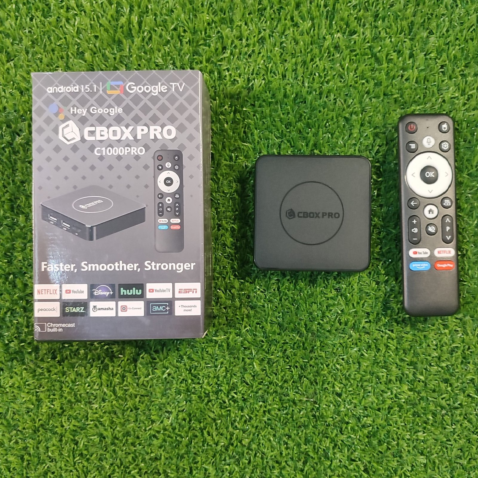 CBox C1000 Pro 4K Android TV Box with Google TV, Voice Remote & Chromecast Built-in (2GB/16GB)