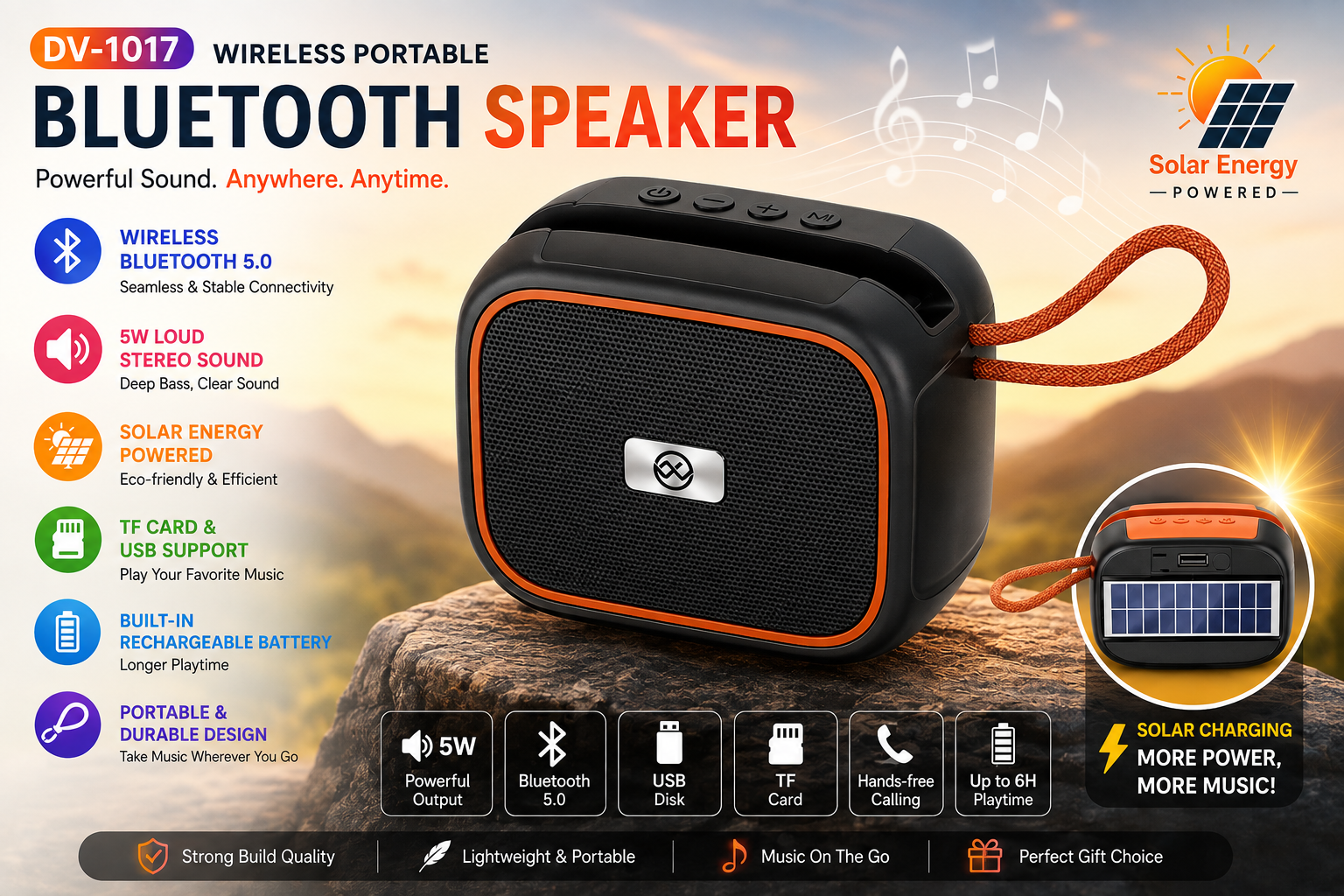 DV-1017 Wireless Portable Bluetooth Speaker - Image 5